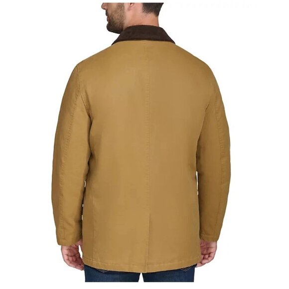 New Cole Haan Men's Corduroy-Shirt-Collar Waxed Rain Jacket Size M - Picture 2 of 5